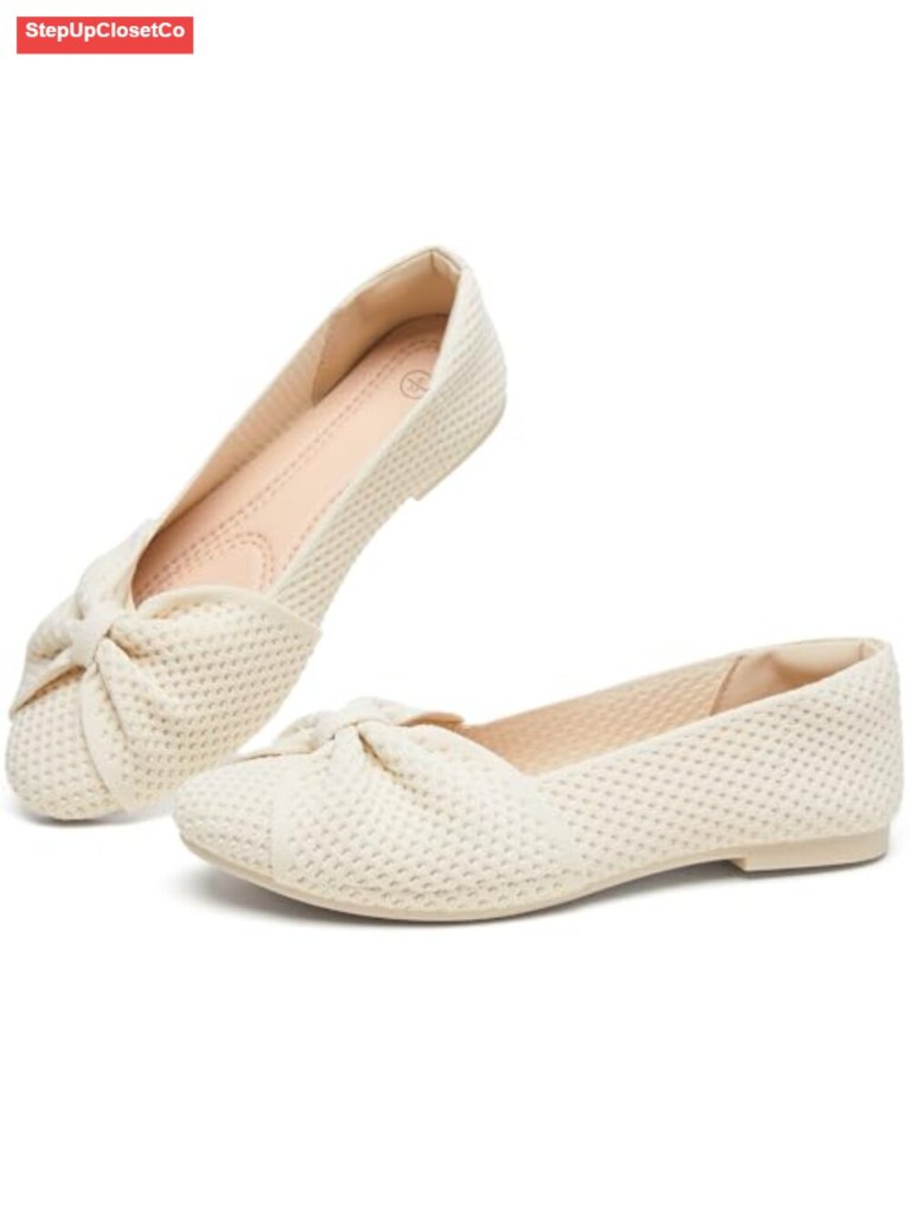 Breathable Knit Ballet Flats with Memory Foam - Slip On Dressy Casual Work Shoes